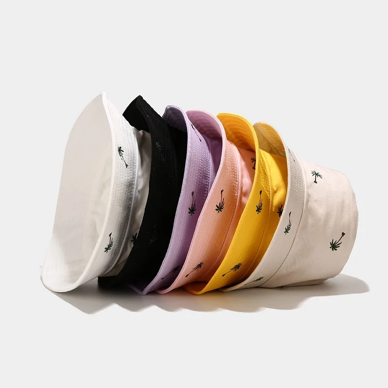 

2020 Cotton Tree Embroidery Bucket Hat Fisherman Hat Outdoor Travel Hat Sun Cap Hats for Men and Women 278