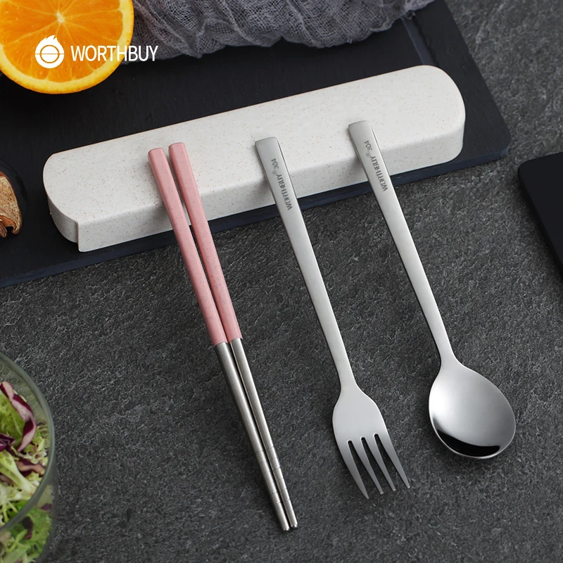 WORTHBUY портативная дорожная посуда набор посуды из нержавеющей стали 304 палочки