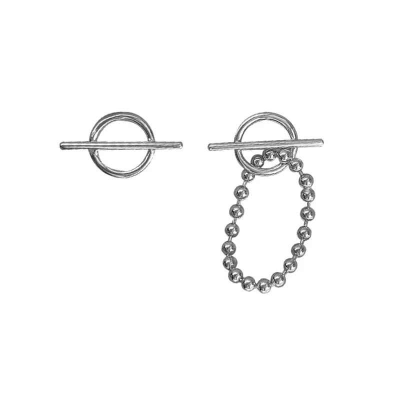 

KiK Fashion Jewelry Dangle Earrings Hip Hop Fashion Geometric Asymmetric Round Bead Chain Earrings For Girl Party Gift