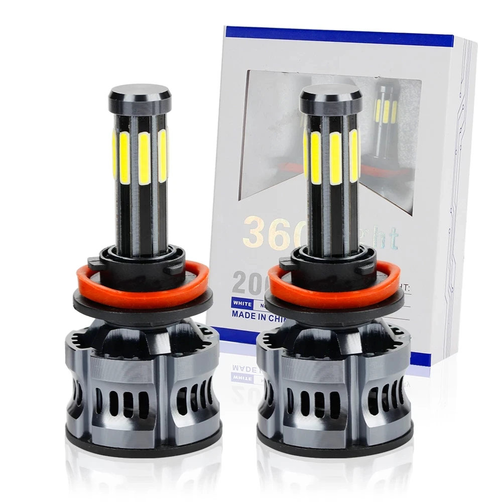

OKEEN 8 Sides H4 LED Light Bulbs H1 H7 H8 H9 H11 9005 9006 H13 Car LED 9600LM COB Chip Lamp For Headlight Bulbs 12V 24V LED