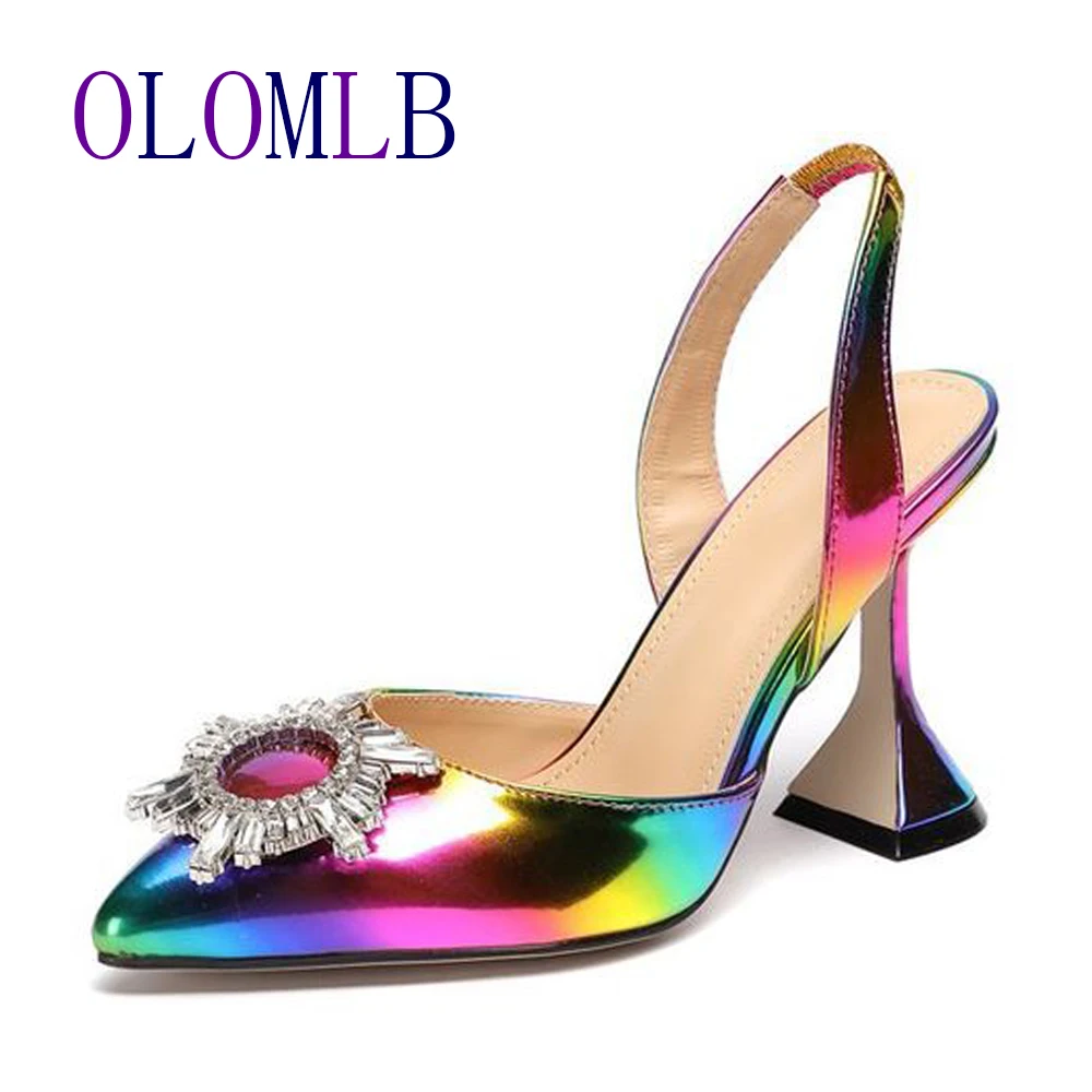 Цвет из PU искусственной кожи модные женские туфли на высоком каблуке сандалии