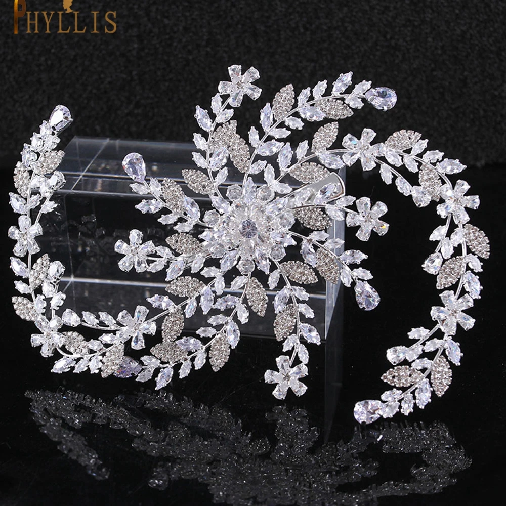 

A349 Silver Gold AAA Zircon Hair Jewelry Bridal Hair Clips Fashion Bridal Headpiece Rhinestone Hair Accessories for Women Tiaras
