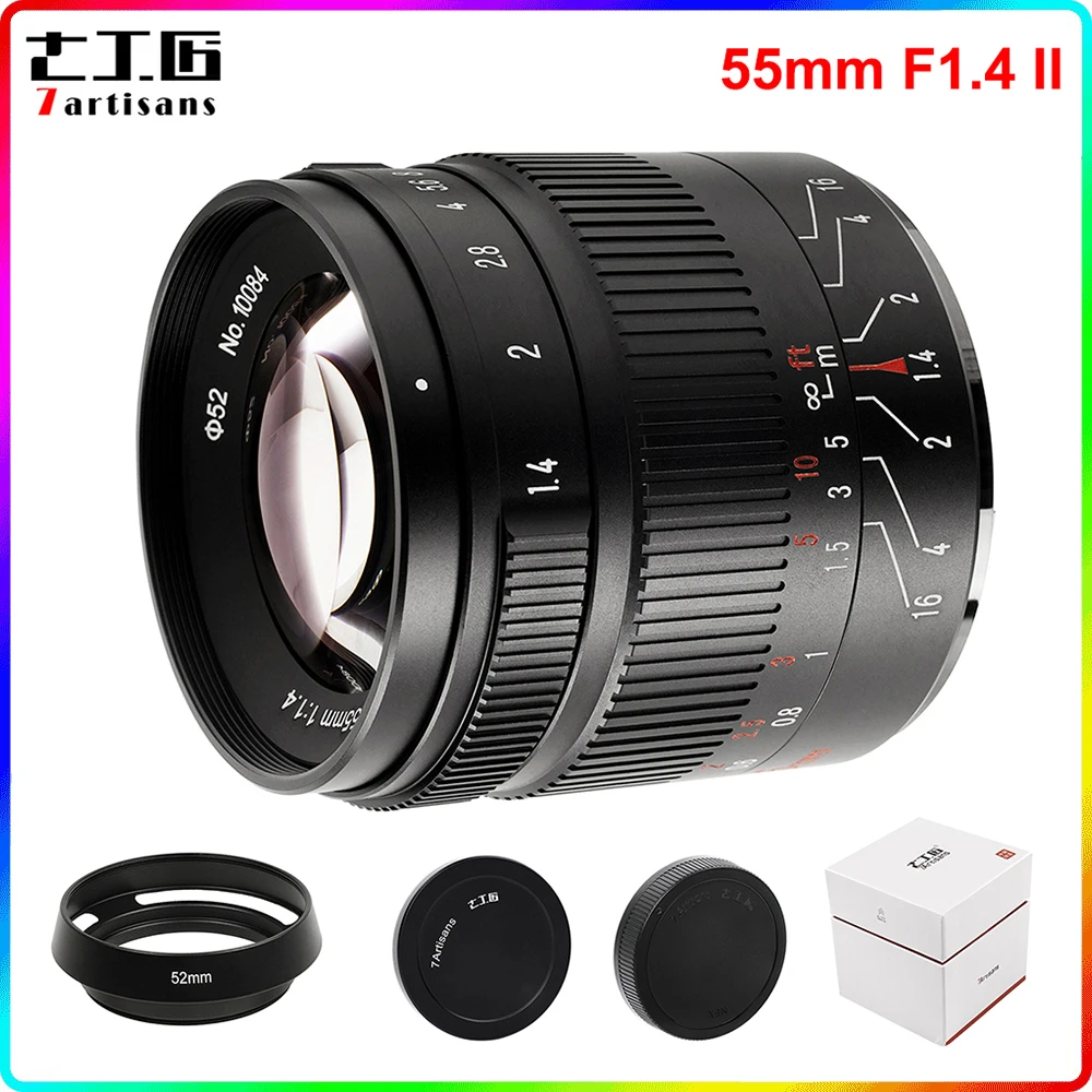 

Фотообъектив 7artisans 55 мм F1.4 II для Sony E-mount Fuji M4/3 Nikon Z mount Camera A6600 A6500 APS-C GX8 Z6 Z7 ZFC