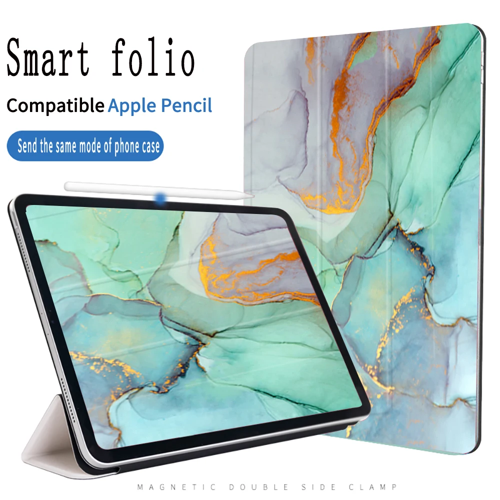 Чехол-книжка с зеленым мраморным рисунком для iPad Pro 11 дюймов 2018 дюйма Тонкий