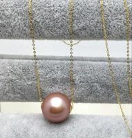 free shipping noble jewelry elegant 13 14mm south sea round lavender pearl pendant 18inch 14k