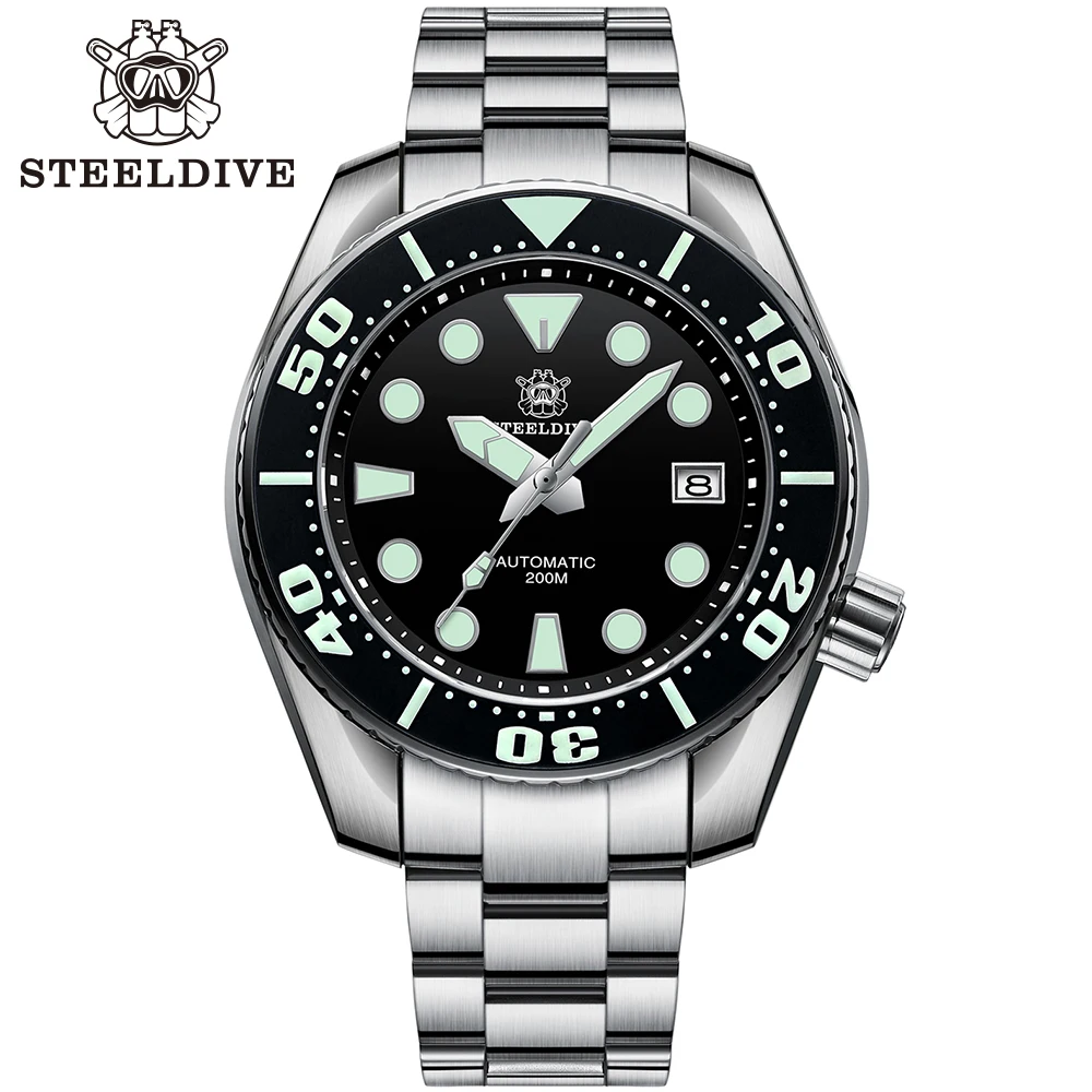 

STEELDIVE Diver Watch SDBX001 Automatic Self Wind Men's Luxury Mechanical Wristwatch 200M Waterproof Steel Strap BGW9 Luminous