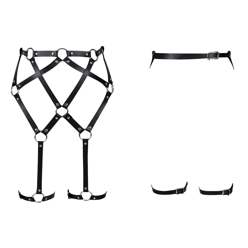 

Leather Belt Body Sexy Fetish Lingerie Women Harness Bridal Garters Accessory Punk Goth Clothes High Waist Belt Adjust Suspender