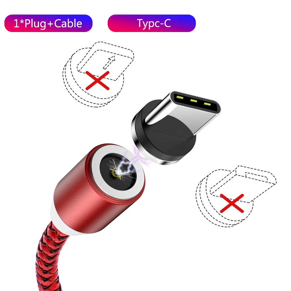 Магнитный Micro usb type-C кабель для iPhone 11 Pro XS Max 7 8 Plus samsung Android 3A кабель для быстрой зарядки и передачи данных 2 м USBC type C зарядное устройство - Цвет: Red For Type C
