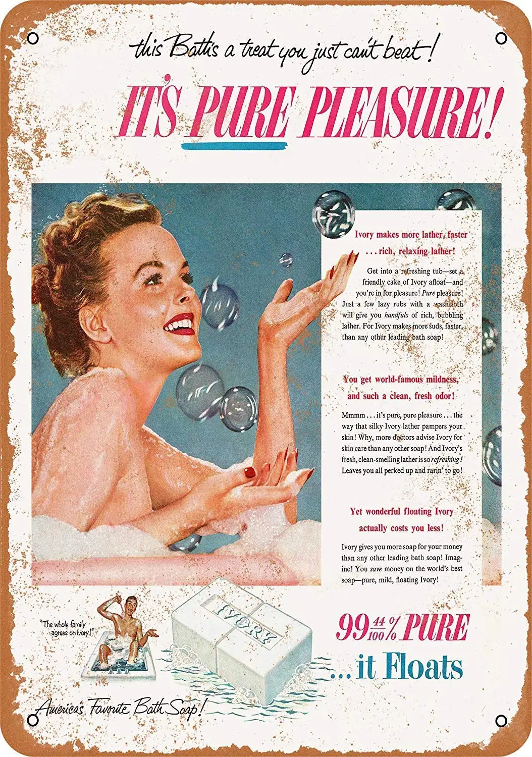 

Isaric Tin Sign 1952 Ivory Bath Soap - Vintage Metal Sign 8 x 12 Inches