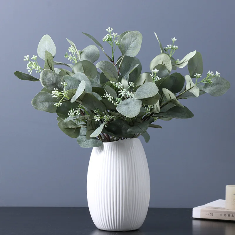 

45cm wholesale Artificial Money Plant Fruit Leaves Wedding Outdoor Decoration Artificial Eucalyptus Leaves