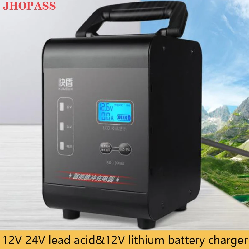 

Smart 12V 24 lead acid battery AUTO 6AH to 400AH 12V lithium AGM EFB start-stop LCD display charger for Car Motorbike E-bike