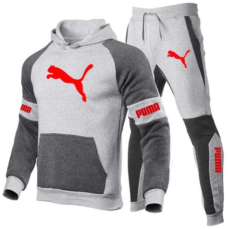 

Winter men's sportswear 2-piece hoodie + pants sports suit men's sweater stitching hoodie men's clothing suit sportswear
