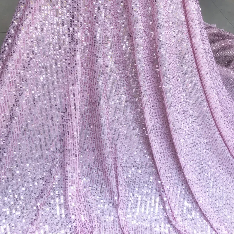 Розовая эластичная сетчатая ткань с блестками вышитая для платья свадебное
