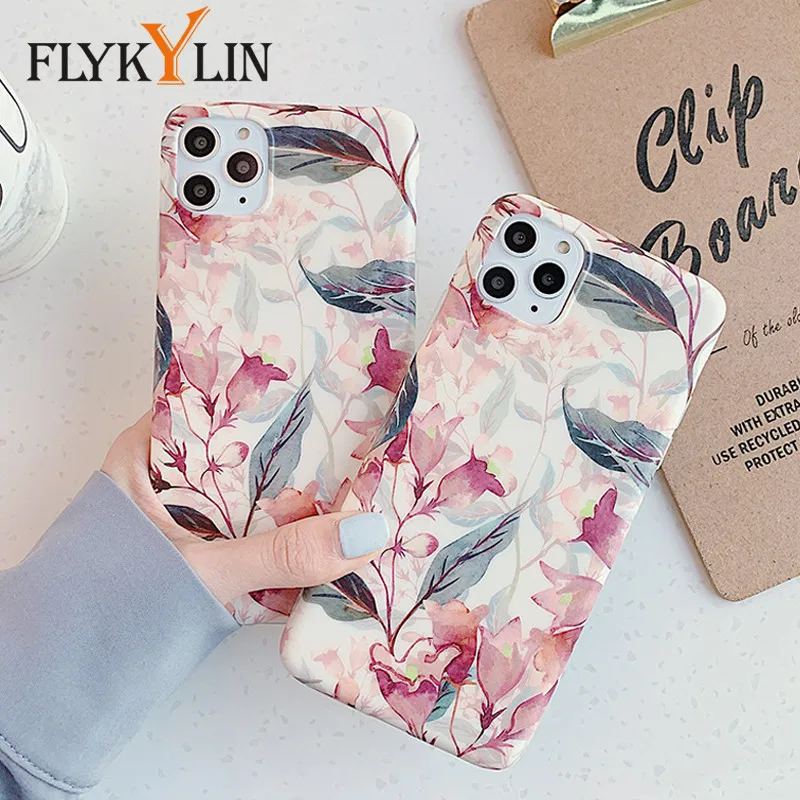 FLYKYLIN Ретро чехол с цветами для iphone 11 Pro Max XR X XS 6 6S 7 8 Plus задняя крышка мягкий IMD