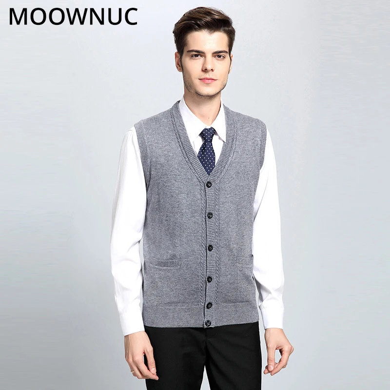 Мужской свитер без рукавов Модный деловой Повседневный Кардиган с v образным