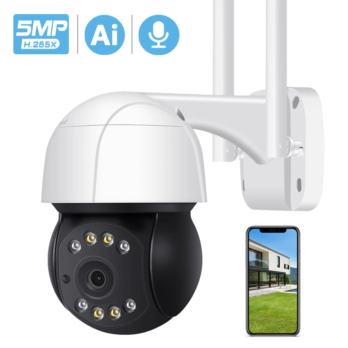 

5MP PTZ Wifi IP Camera Outdoor AI Human Auto Tracking Wireless Camera Audio 2MP 3MP Smart Security CCTV IP Camera Cloud Storage