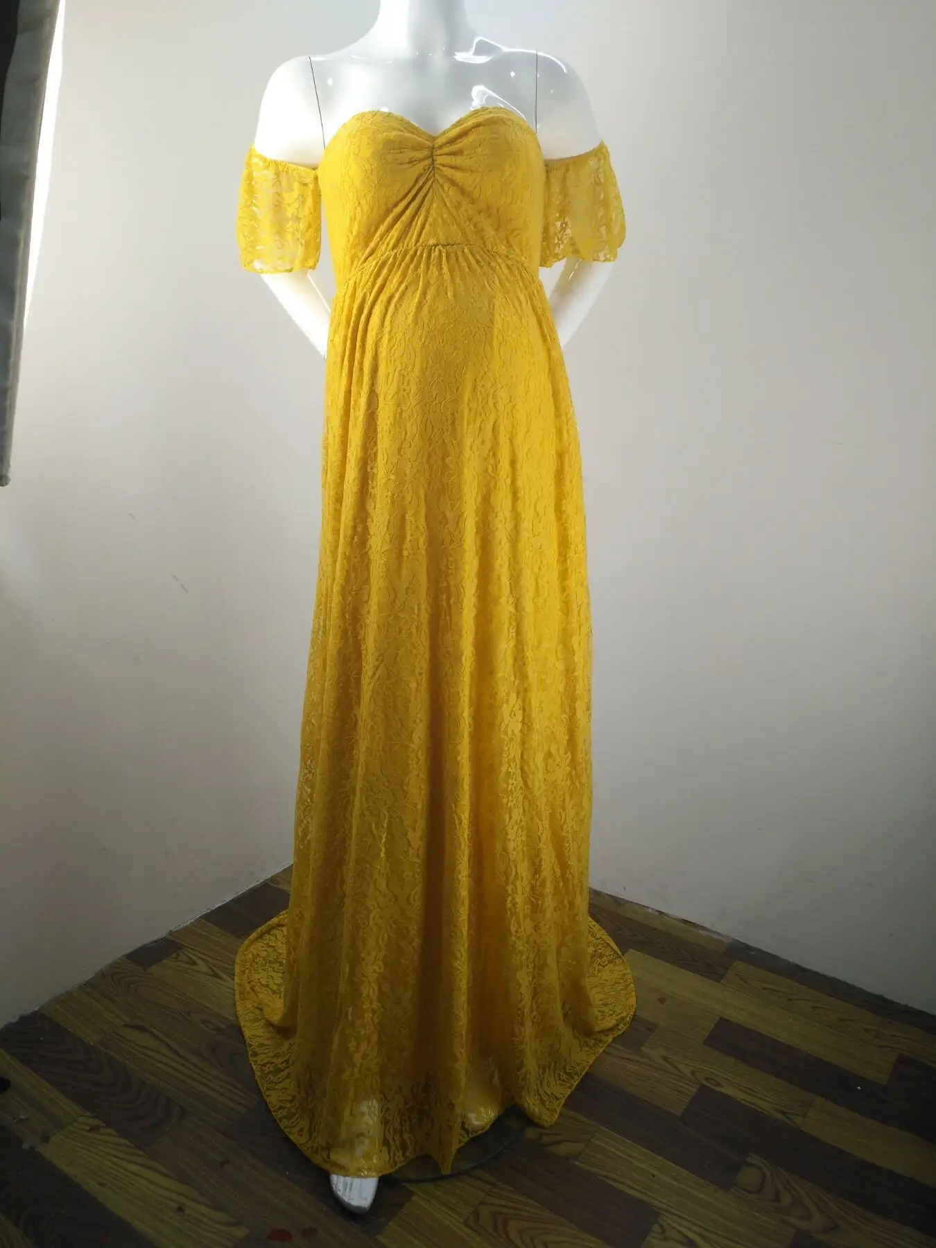 Maternity Wedding Dress Sexy Lace Photography Props Pregnancy Woman Photo Shoot Pregnant Baby Shower Clothes Cotton Maxi Gown |