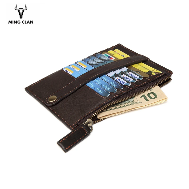 Женский кошелек из натуральной кожи кредитница на молнии с кармашком для мелочи