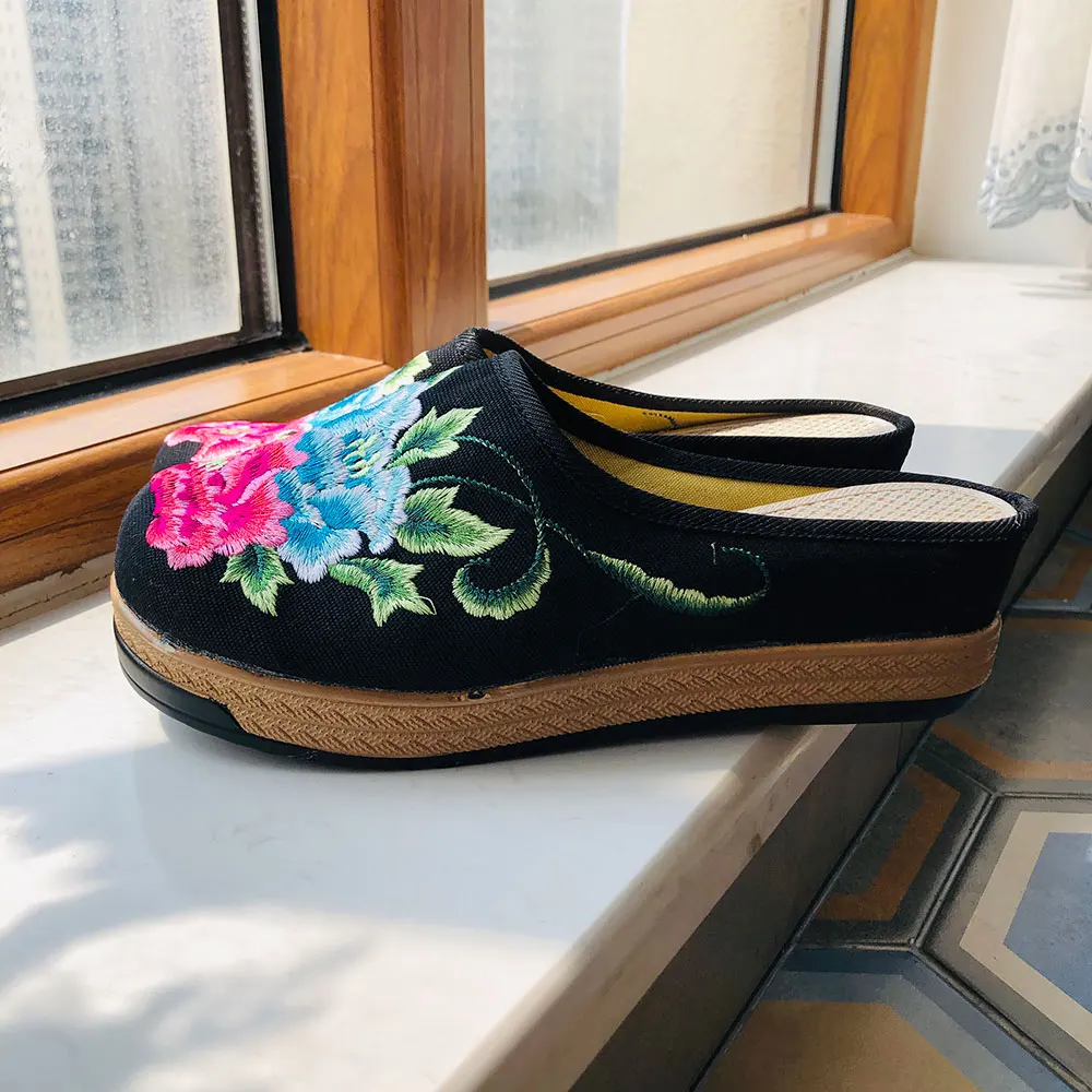Veowalk/женские парусиновые шлепанцы на толстой подошве с цветочной вышивкой Летние