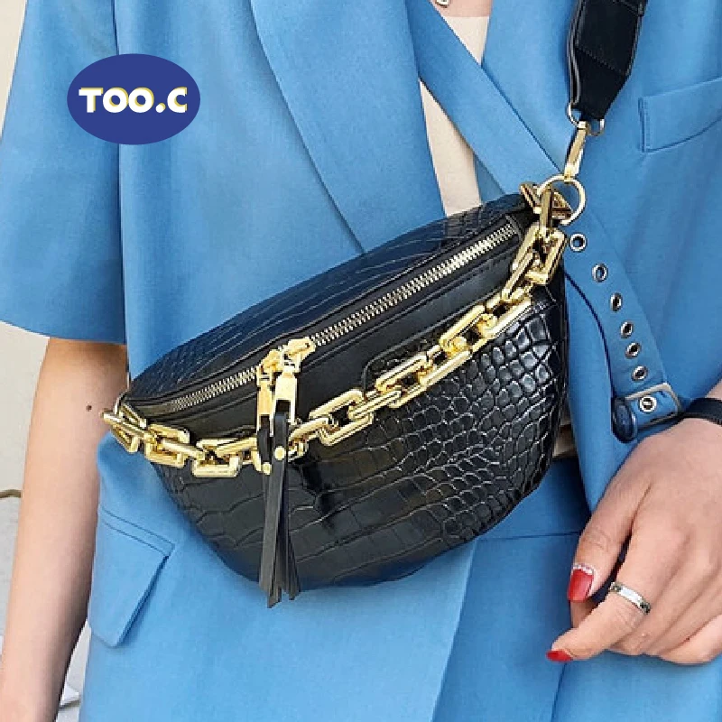 

Luxury Women Leather Bag High Quality Waist Bag Chain Shoulder Crossbody Chest Bag Female Belt Designer Brand bags Fanny Packs