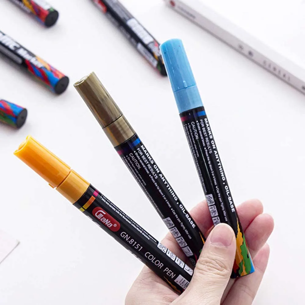 

1pcs 3mm Color Metallic Water-based Paint Pen Marker Pen Birthday Gift Card Album Black Cardboard Highlight Marker 15 colors