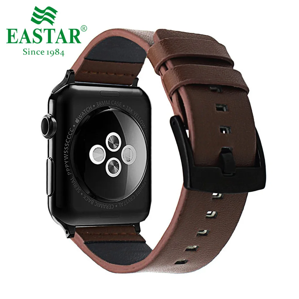 Eastar черный браслет из натуральной кожи для Apple Watch 5 ремешок 42 мм 38 мм iWatch аксессуары для часов Apple ремешок для часов - Цвет ремешка: Brown
