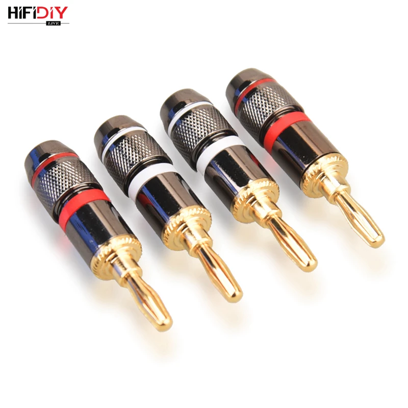 HIFIDIY LIVE 4 шт./компл. 4 мм, чистая медь, позолоченный штекер типа банан для аудио, видео, динамик, комплект клеммных разъемов адаптера