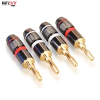 hifidiy live 4pcsset 4mm pure copper gold plated banana plug connector for audio video speaker adapter terminal connectors kit