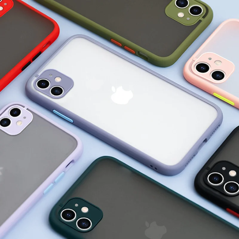 

Camera Protection Phone Case For iPhone 12 Pro Max Luxury Transparent Matte Cover Hard Shell For iPhone 12 Mini