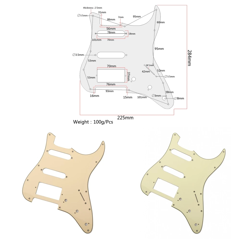 

Loaded Prewired Pickguard Guard Plate 2ply For Electric Guitar Accessory