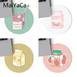 Коврик для мыши MaiYaca Kawaii, Круглый игровой коврик для мыши с изображением клубники, с противоскользящим покрытием, 22x22 см