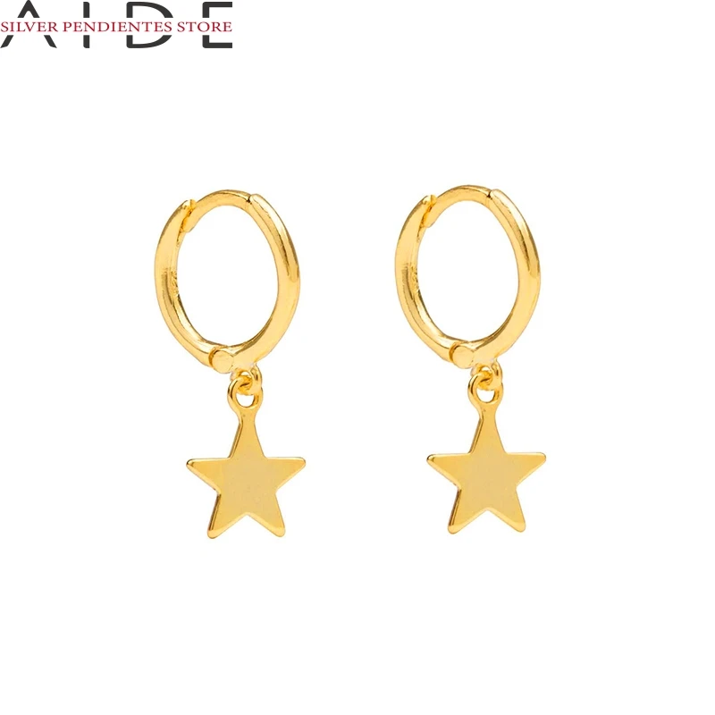 

AIDE Small Hoop Women Earrings 2021 Trend 925 Sterling Silver Jewelry For Women Gold Star Pendant Earring Pendientes Mujer