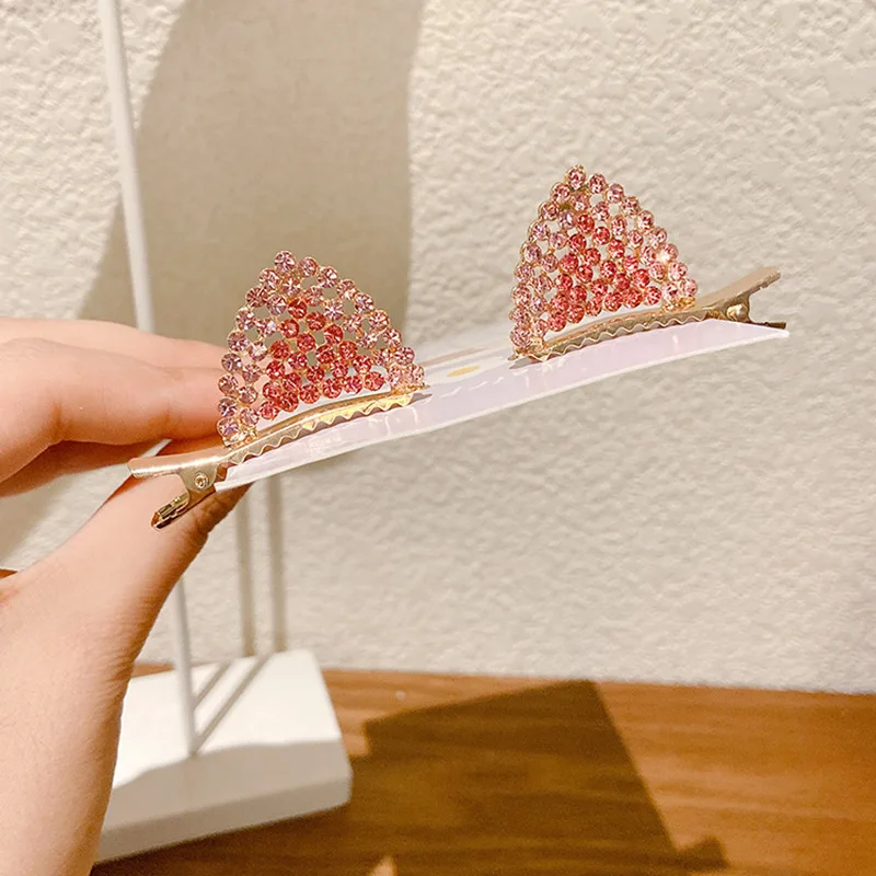 

2Pcs/Set Cute Crystal Cat Ears Hair Clip For Baby Girl Women's Glitter Hairpins Gift Kids Hair Accessories 2021 Kawaii Side Clip