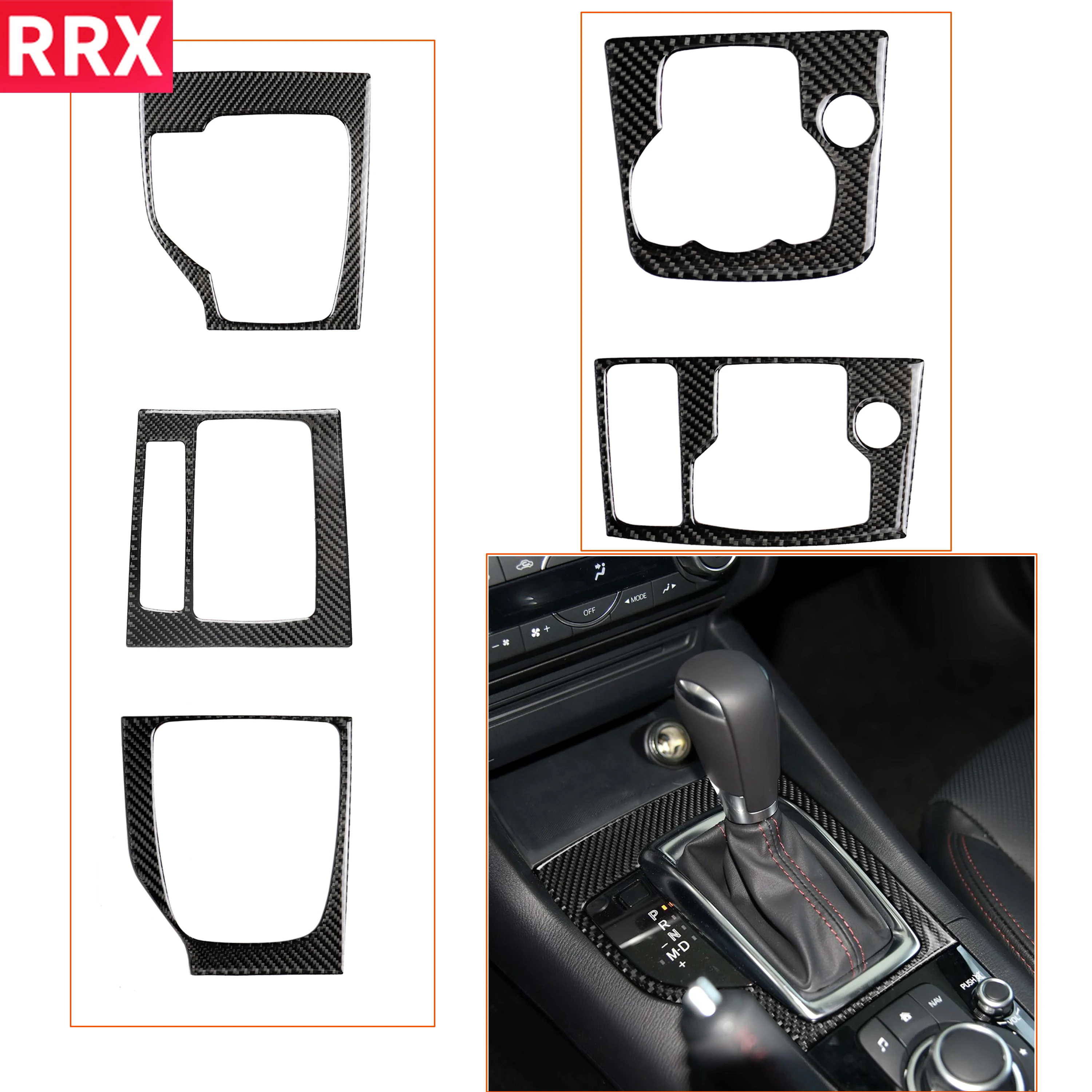 

For Mazda3 Axela BM 2013-2016 Car Accessories Carbon Fiber Interior Gear Shift Panel Frame Media Buttons RHD LHD Cover Sticker