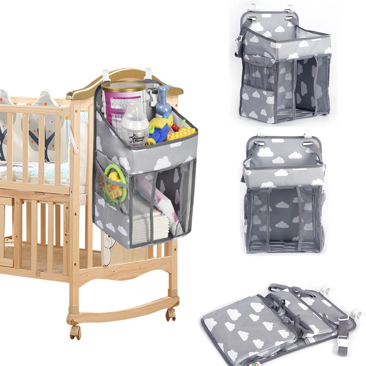 

Baby Crib Hanging Storage Bag Diaper Nappy Organizer Cot Bed Organizer Bag Infant Essentials Diaper Caddy Kids Crib Bedding Sets