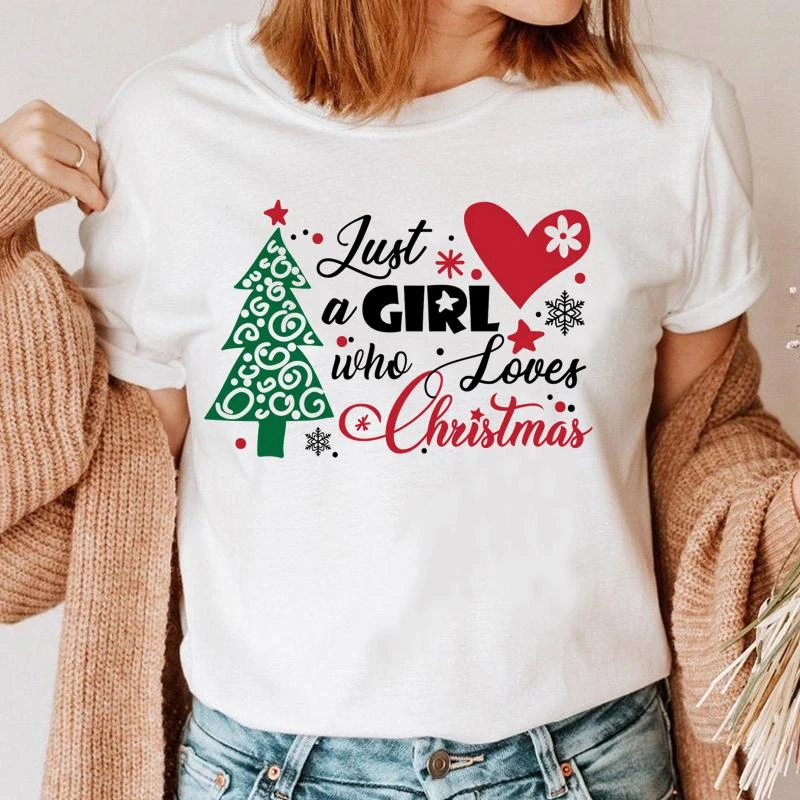 

Новая женская футболка с надписью «just girl who love christmas»