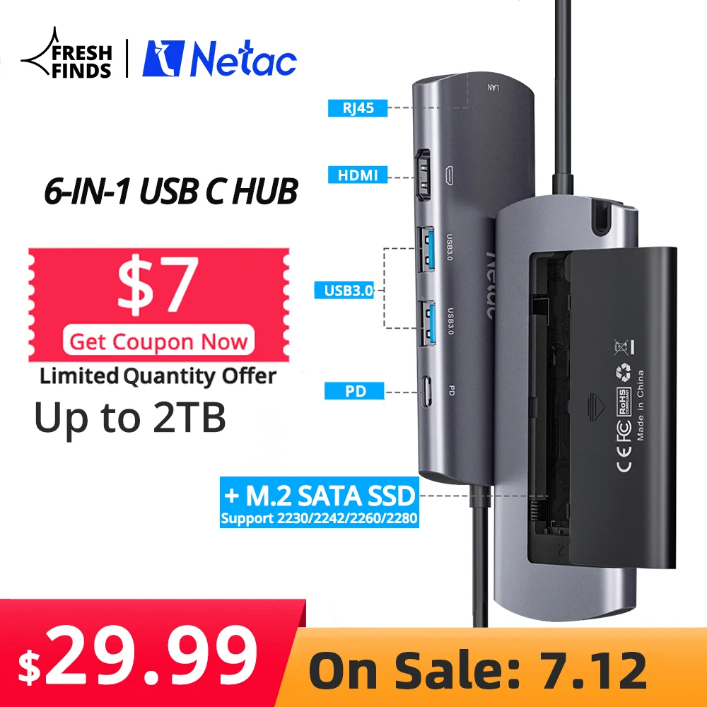 Корпус Netac M2 SSD для Macbook Pro USB C HUB 960 ГБ Type адаптер HDMI 4K 60 Гц USB3.0 5Gbps корпус hdd HD