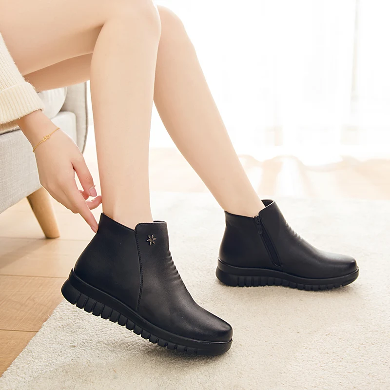 Зимние новые модные хлопковые ботинки ZZPOHE для мам среднего возраста кашемировые