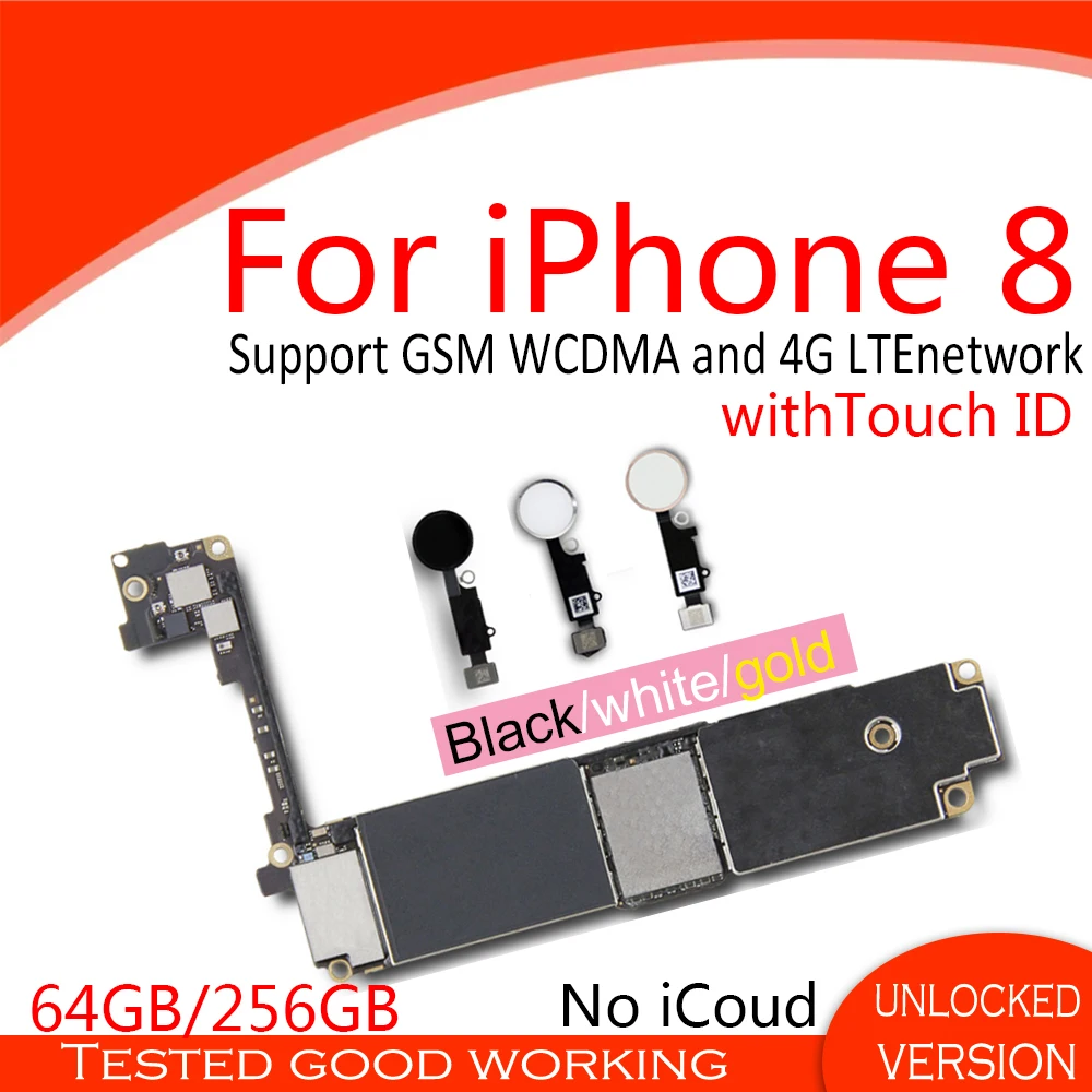 Материнская плата для iphone 8 с/без Touch ID разблокированная icloud материнская 64 Гб 256 ГБ