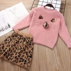2 шт., детский бархатный свитер и юбка с леопардовым принтом