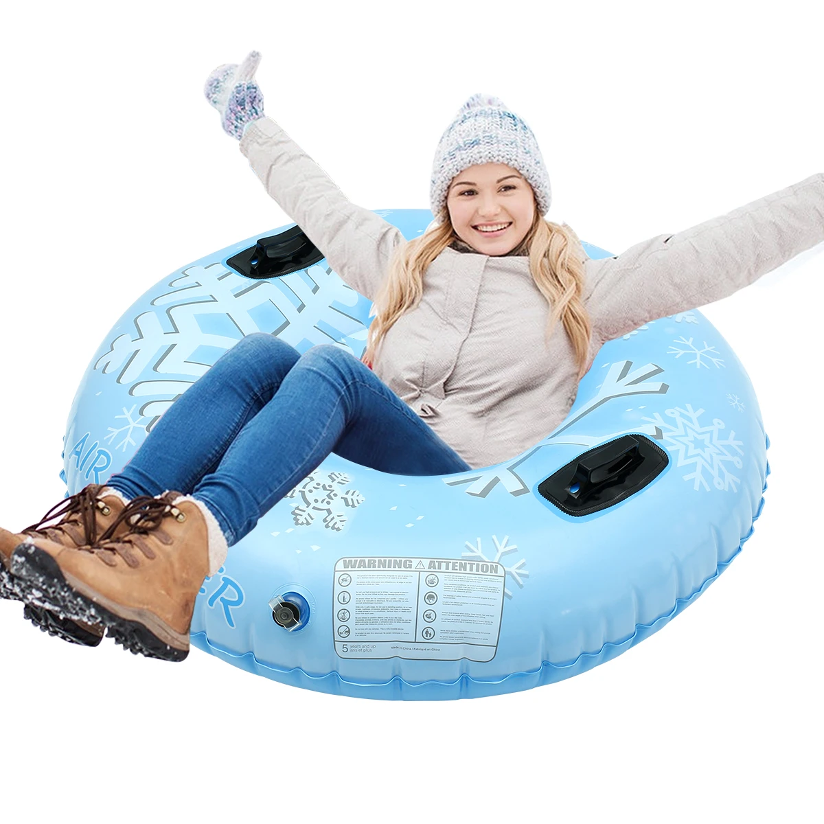 Надувные сани для снега сверхмощные снежные с 2 твердыми ручками езды по снегу