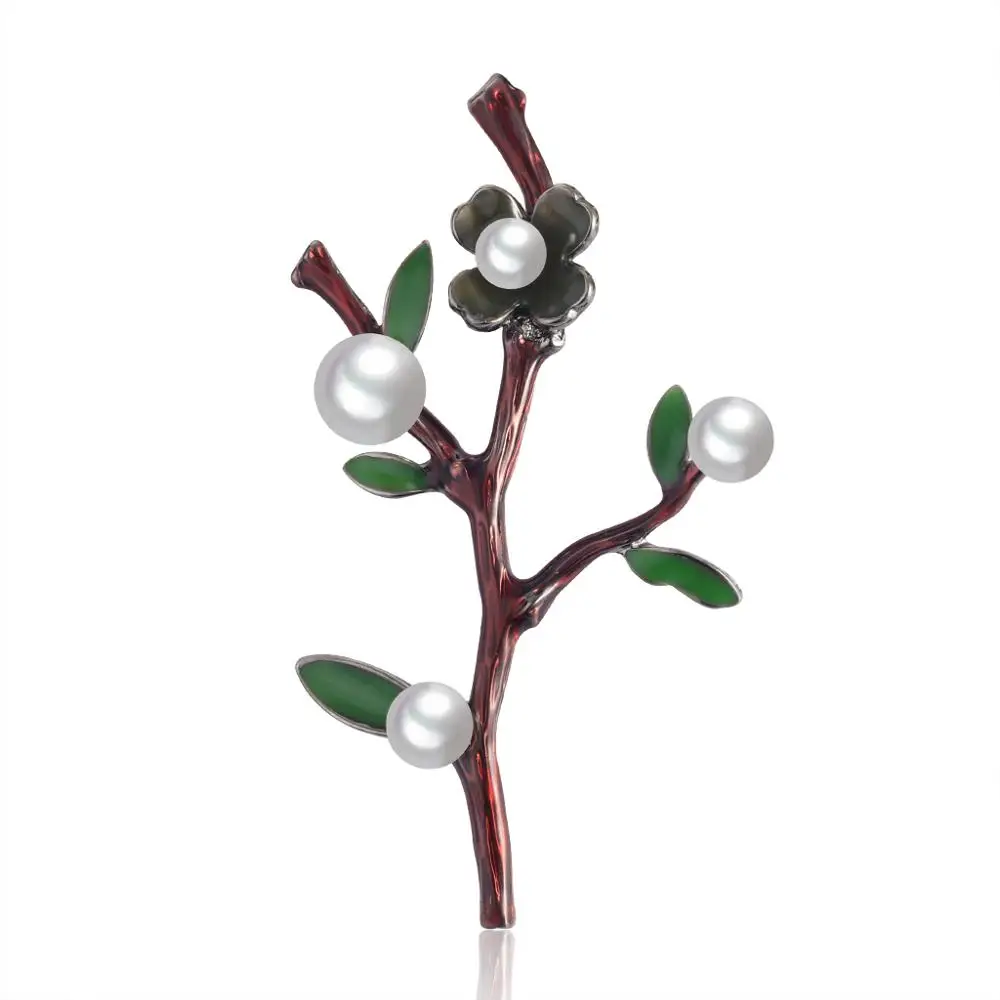 Винтажное серебро Цинк сплав металлические броши Висячие масла имитация жемчуга