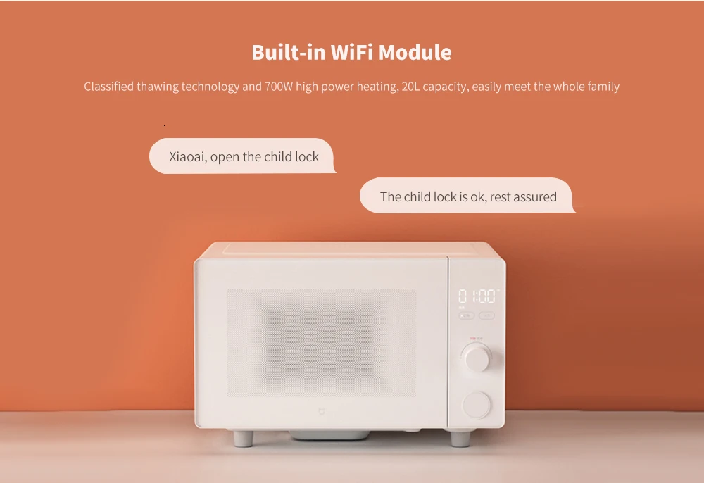 Микроволновая печь Xiaomi Mijia, 700 Вт, умное приложение, дистанционное управление, 20 л, большая емкость, 60 с, быстрый нагрев, микроволновая печь для дома