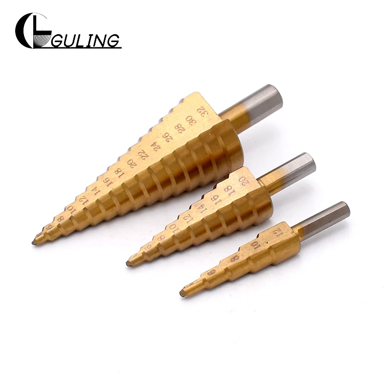 GULING 1 шт. 4 12/4 20/4 32 мм HSS титановое покрытие треугольная ручка пагода сверло