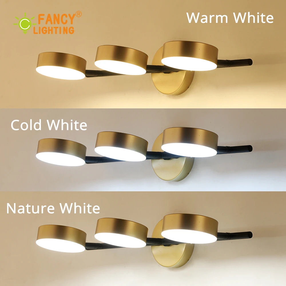 (Бесплатная 220V светильник источник) современный 1/2 /3 головы led настенный