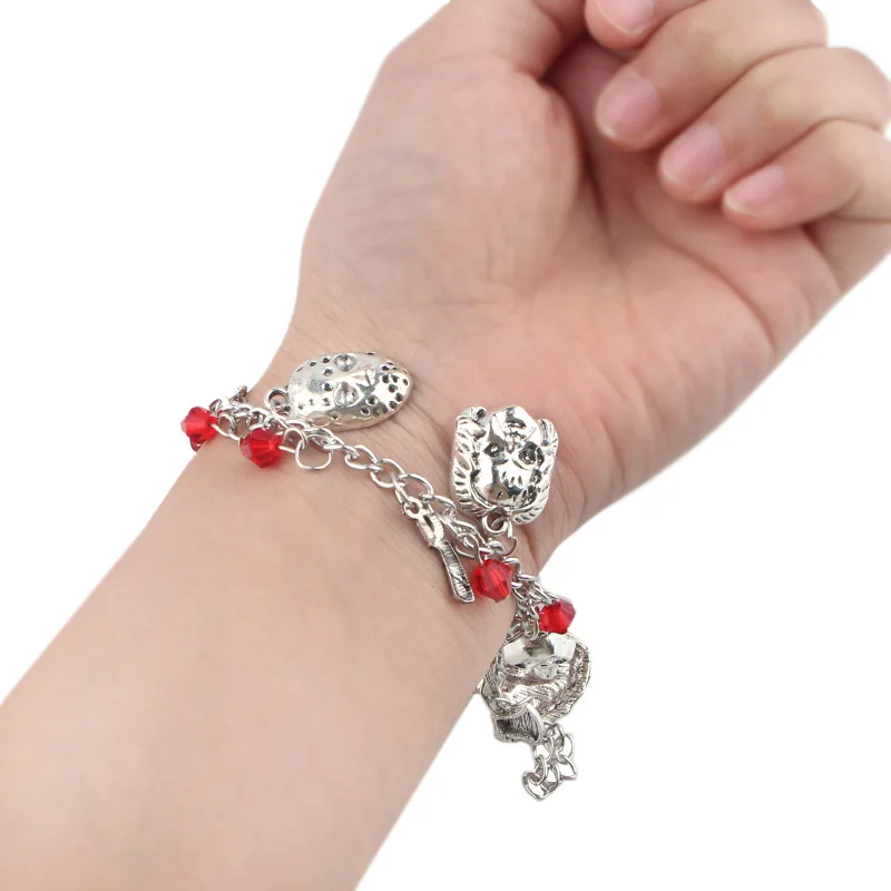 

K896 1 Pcs Freddy Krueger Horror Movie Charm Bracelet Ghost Face Halloween Bracelets Jewelry Gifts