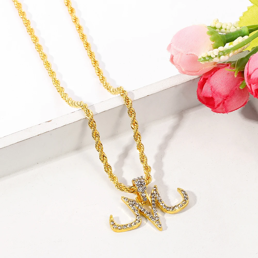 Ожерелье в стиле хип-хоп тату маджин-Буу кулон M Мирко-ПАВЕ CZ сверкающая цепочка