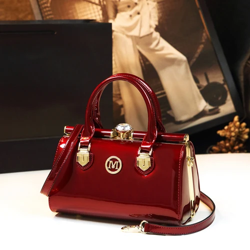 Burgundy ICEV новая дизайнерская Высококачественная маленькая лакированная кожаная сумка, яркая кожаная женская сумка-мессенджер, Женская сумочка, вечерняя сумочка-клатч с зажимом - Цвет: Burgundy
