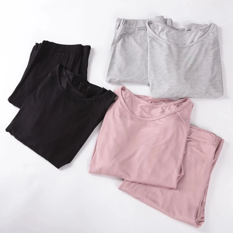 

Women Autumn Bamboo Fiber Ladies Pyjamas Comfortable Long Sleeve Nightwear Tops and Pants Elastic soft Pijama Set Breathable 64