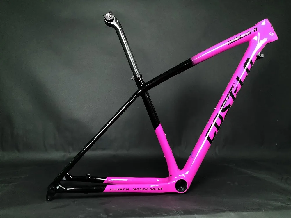 29er S pink T1000 углеродное волокно Costelo SOLO II горный MTB 29er карбоновая рама для велосипеда Рама Подседельный штырь зажим только 820-920 г Супер светильник - Цвет: 29er S pink